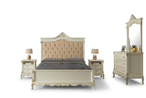 Italian baroque style furniture bedroom 5 pieces. Set bed sideboard bedside tables
