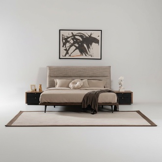 3pcs Luxury Italian Bedroom Bed 2x Bedside Table Modern Style