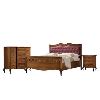 Italian designer bedroom bed 2x bedside tables chest of drawers 4 pieces. Set New