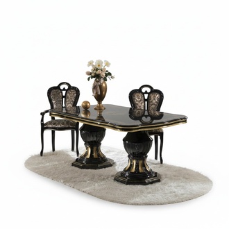 Baroque style made of real dining room rectangular massive gloss table