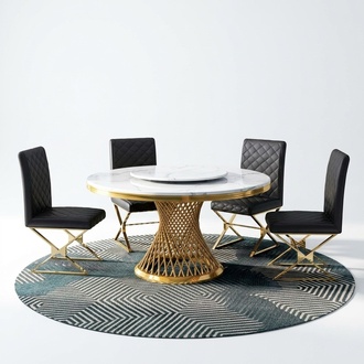 Italian Dining Room Furniture Round Table + Armchair Dining Group Set 5pcs.