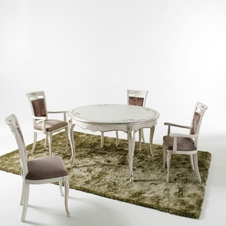 Italian furniture dining table 4x chairs wood table dining set classic design