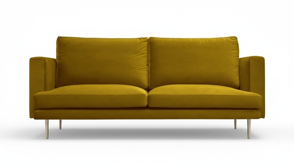 Italian Furniture Three-Seater Modern Design Couches Sofa Fabric Velvet Yellow Fabric