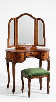 Italian Furniture Wood 2 Piece Luxury Dressing Table Stool Baroque Bedroom Furniture