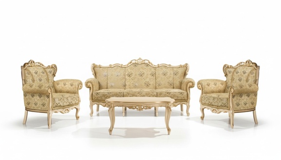 Italian Seating Set Classic Furniture Seat Upholstery Set Sofa Couch 4pcs.