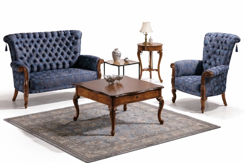 Italian Sofa Set Sofa 2x Armchair Coffee Table Side Table 4pcs Luxury Set