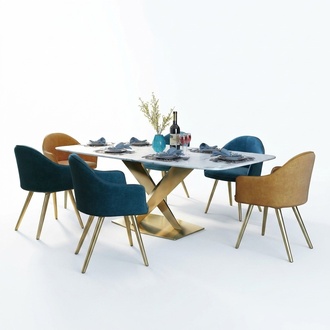 Italian style furniture dining room group seat upholstery table set 7pcs table