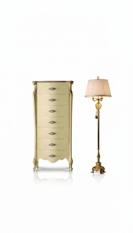 Italian wooden furniture Chic chest of drawers 120 cm high with 7 drawers Baroque New