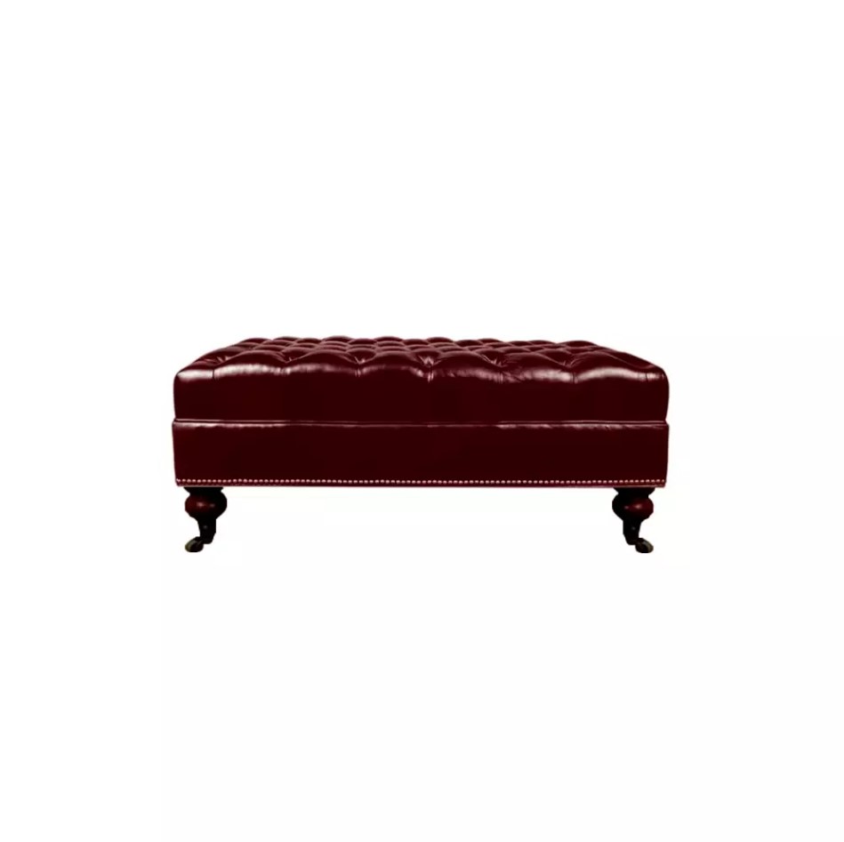 Designer stool leather luxury upholstery Chesterfield footstool Ottoman On Stock