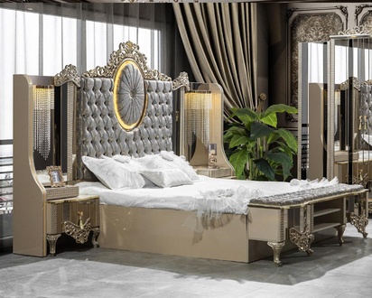 Luxury 3pc Bedroom Set – Classic Beige Double Bed Set Stock