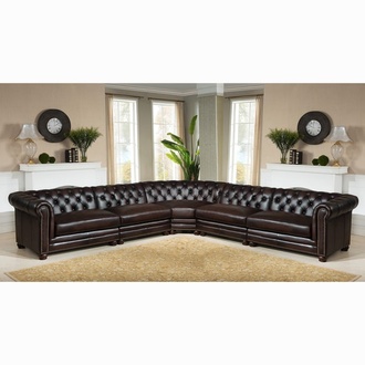 Chesterfield Corner Sofa L-Shaped Dark Brown Couch Faux Leather Comfortable New