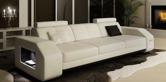 Sofa Set Couch Upholstery Leather Sofa 3+2+1 Classic Couches Seat White