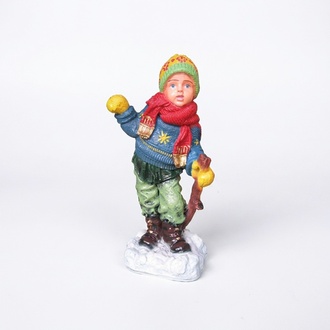 Decorative sculpture designed as a christmas boy playing on a winter 79cm