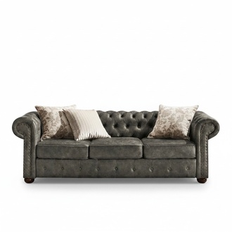 Chesterfield 3-seater classic luxury baroque rococo sofa textile leather couch new