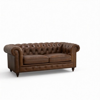 JVFurniture® Leather Sofa Couch - Design Upholstery 2-seater Couch Brown Faux Leather
