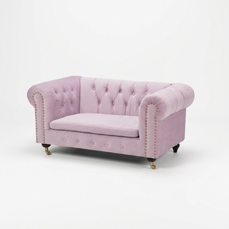 jvfurniture® leather sofa couch design upholstery 2-seater couch set pink New on Casters