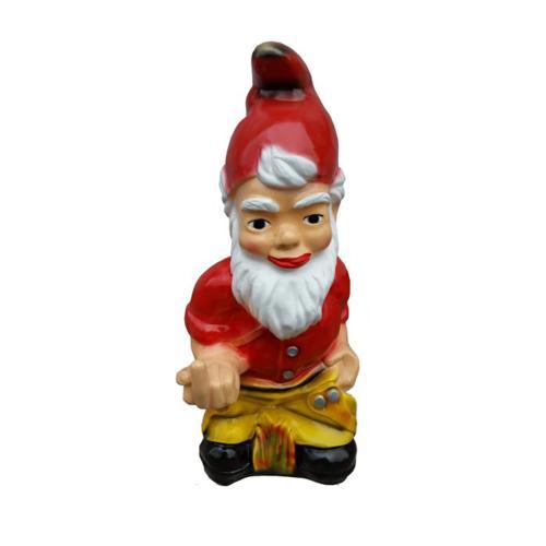 Colorful decorative sculpture designed as a dwarf showing his middle finger 75cm