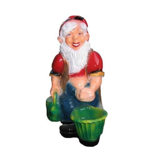 Decorative colorful figure designed as a semi-naked dwarf with a watering can 75cm K35