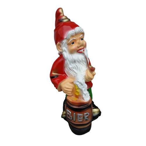 Colorful decorative sculpture designed as a standing dwarf with beer & smoking pipe 75cm K44