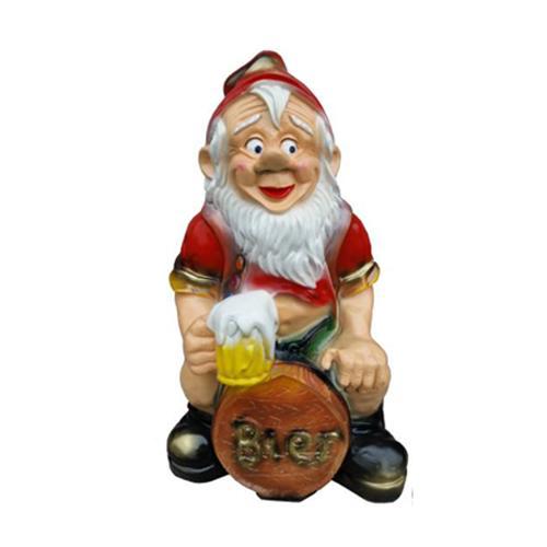 Colorful decorative sculpture designed as a dwarf sitting on a barrel 55cm K54