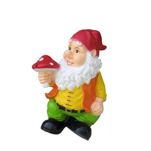 Decorative colorful sculpture designed as a dwarf with a mushroom 40cm K58