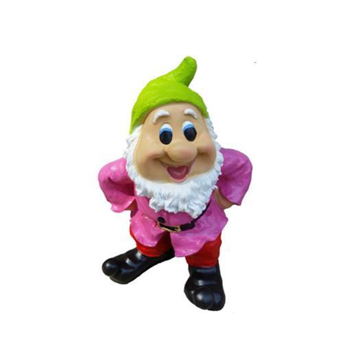 Decorative sculpture designed as a colorful dwarf in a pink shirt 57cm K66