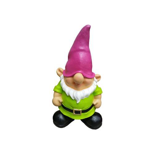 Decorative sculpture designed as a colorful dwarf in a long pink hat 70cm K68