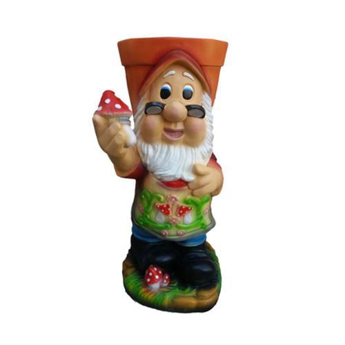 Decorative sculpture designed as a colorful dwarf with a amanita mushroom 75cm K71