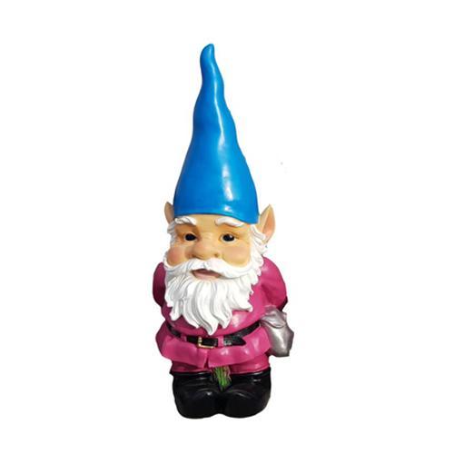 Decorative colorful sculpture designed as a dwarf with a blue hat 54cm K72