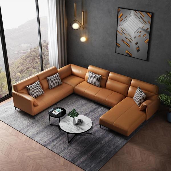 Living landscapes corner sofa couch set leather upholstery seat corner sofa U shape xxl