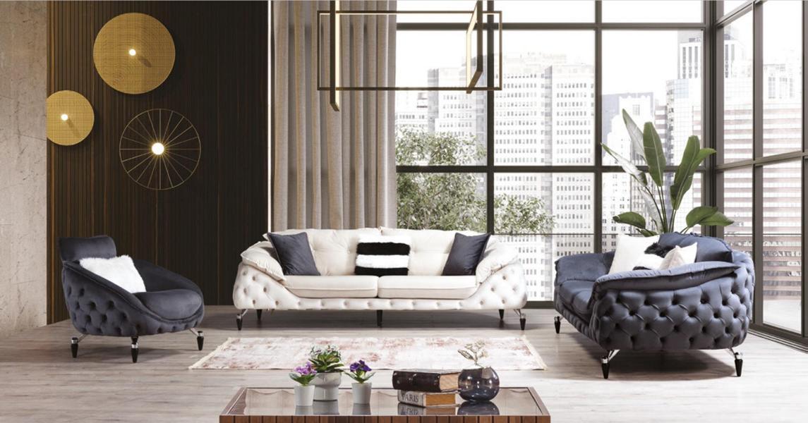Couch Chesterfield with wood textile sofa set 3+3+1 seat set upholstery