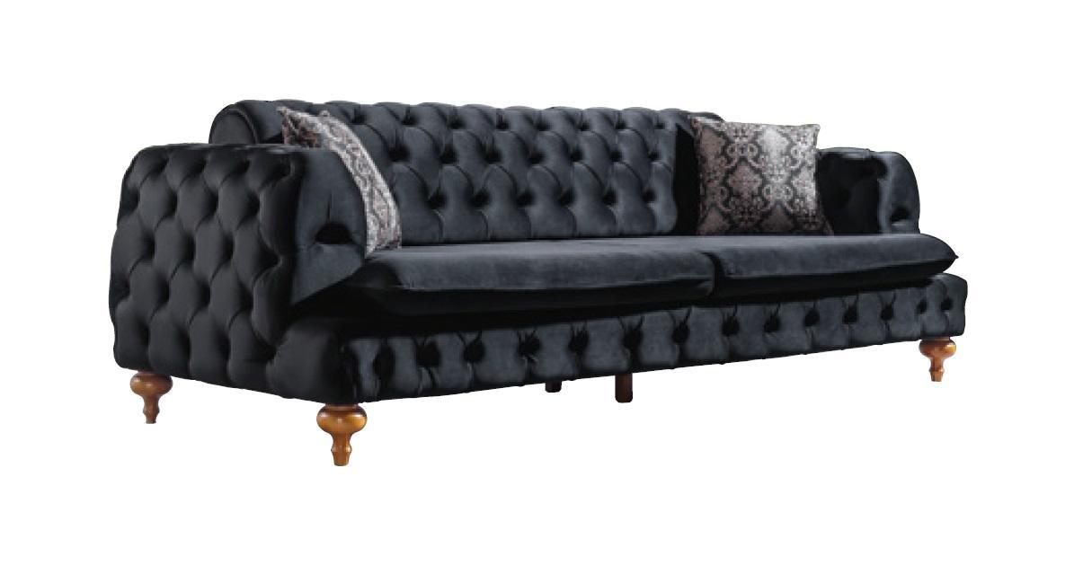 Luxury Chesterfield Couch Three Seater Black Couches Furnishings