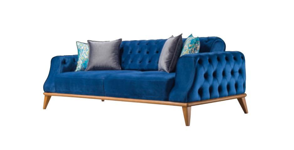Sofa 3 Seater Blue Living Room Classic Chesterfield Elegant Style
