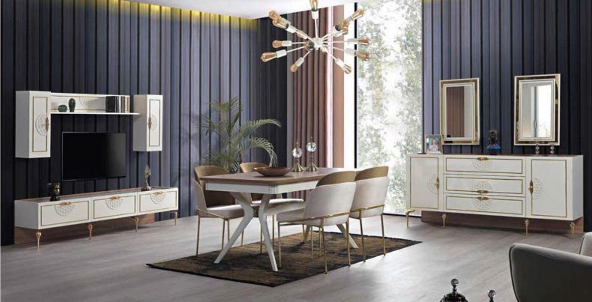 Dining room set dining table 4x chairs dresser group table 8pcs set