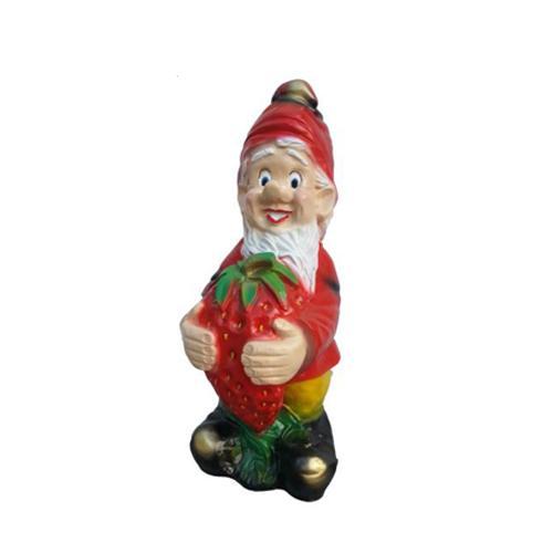 Decorative sculpture designed as a dwarf holding a strawberry 91cm