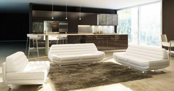 Sofa set couch upholstery leather sofa 3+2+1 classic couches seat white