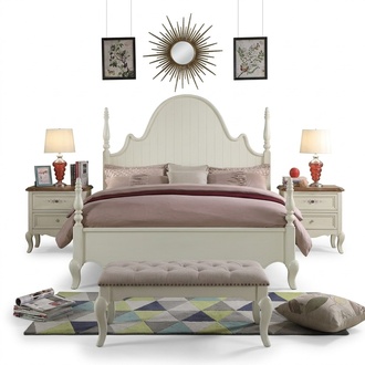 Class bedroom set 3pcs bed double beds 2x nightstand wood 3pcs New