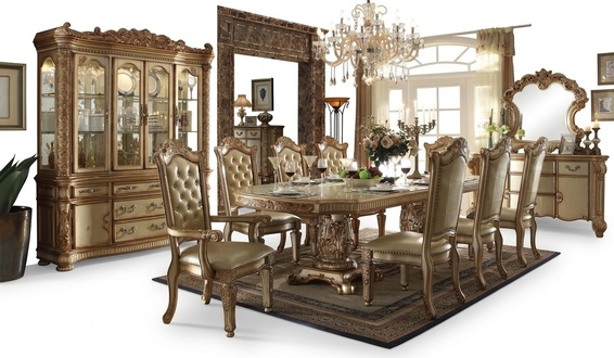 Royal 7pcs Dining Room Set Baroque Rococo Table 6x Chairs Chair new