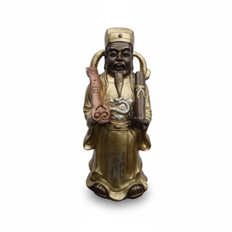 Decorative sculpture statue designed as Confucius with scrolls figure 48 cm height