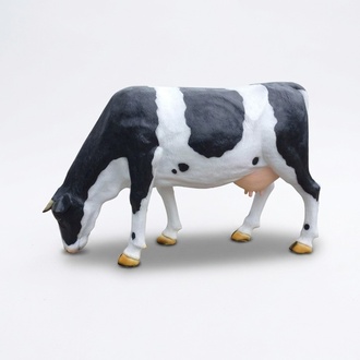 Decorative garden sculpture designed as black-white cow figure 210cm length