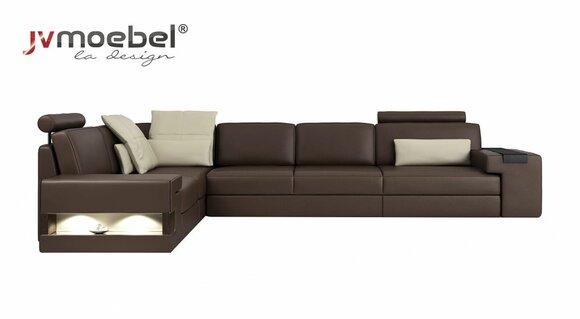 Living Room Brown Furniture Textile Sofas Corner Sofa L Shape Couch Upholstery Sofa Bed