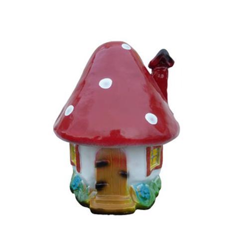 Decorative sculpture designed as a colorful home made of amanita mushroom 44cm