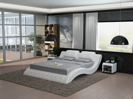 Luxury leather design upholstered beds double modern 180x200cm lying surface on Stock