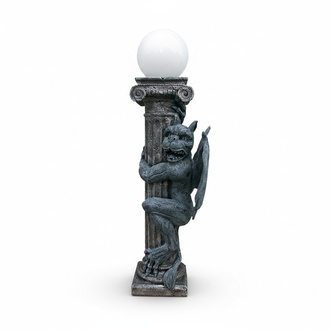 Antique style roman column with a demon figure design acrylic floor lamp, 133cm high