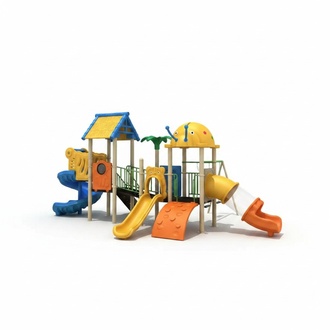 Large children\'s playground Colourful slides Spacious outdoor tower