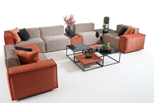 Large corner sofa U shape fabric sofa couch upholstered sofa orange modern sofa