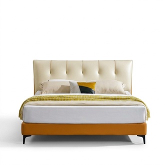 Leather Bed Bed Luxury Beds Double Marriage Upholstery Hotel Full Set Bedside Tables.