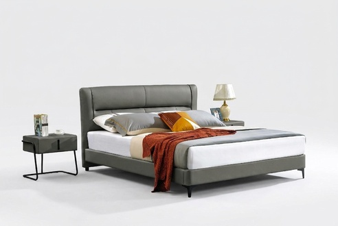 Leather bed complete bedroom bed bedside tables 3 piece set hotel sets.