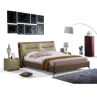 Leather bed double bed bedroom velvet beds bed frame bedside table 3-piece set