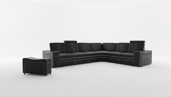 LEATHER CORNER SOFA SET Custom-made USB LEATHER SOFA XXL LIVING LANDSCAPE New